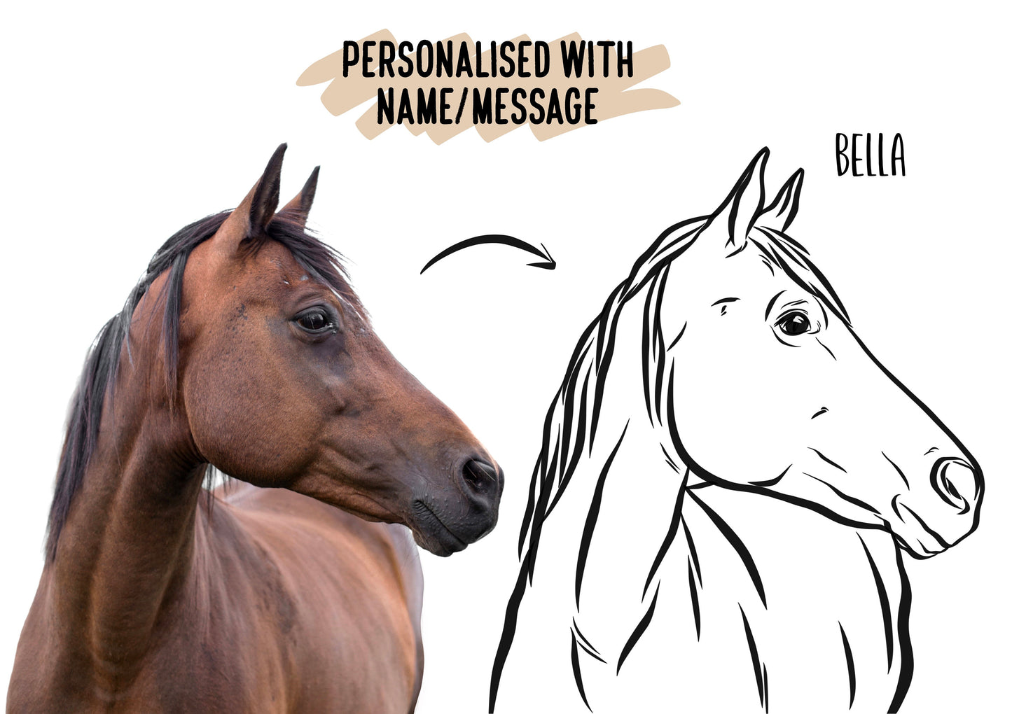 Outline Horse Portrait/ Personalised Horse Line Art Illustration/ Custom Digital Horse Drawing from Photo/ Printable Horse Wall Art Gifts