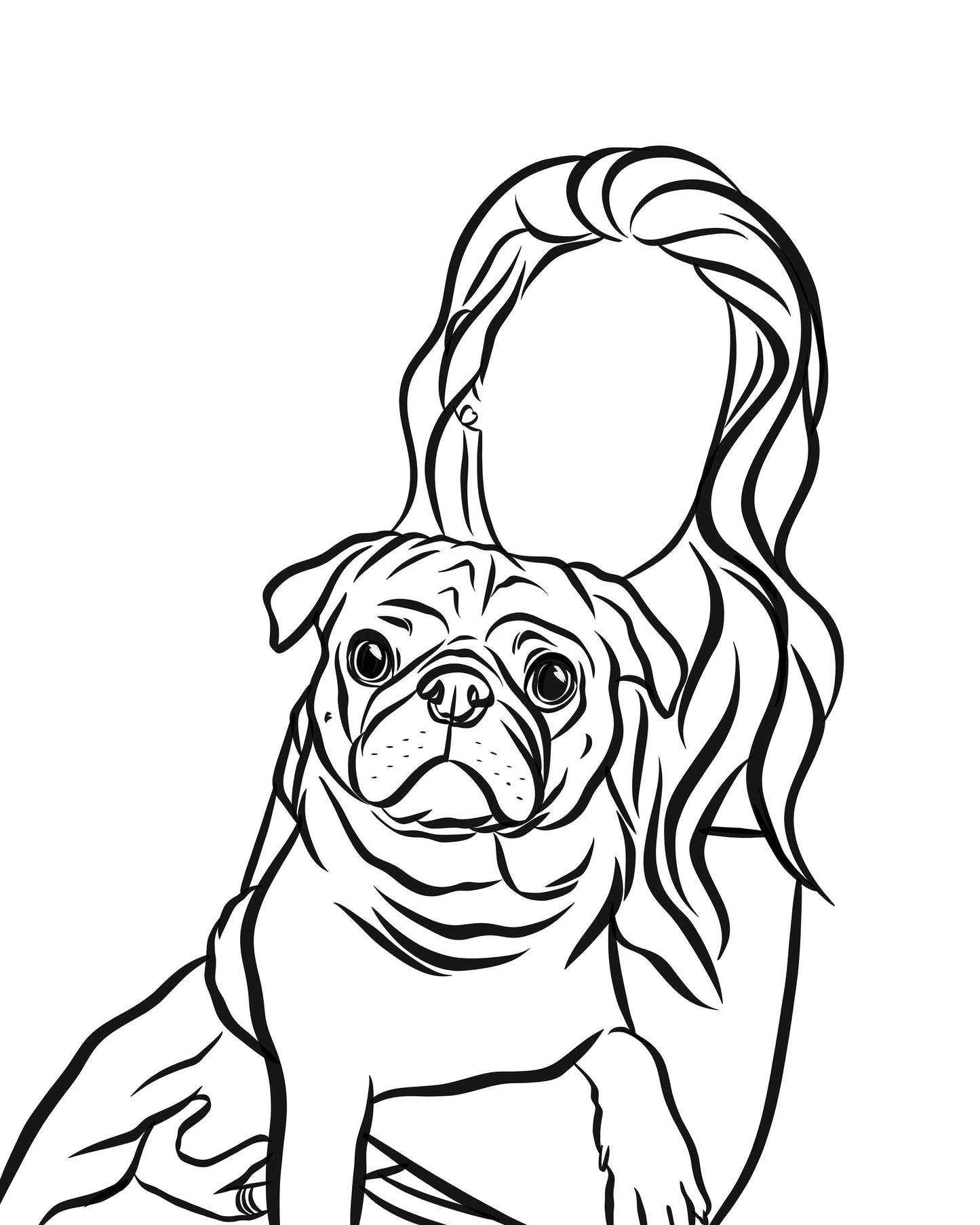 Pet and Human Outline Portrait/ Custom Dog Owner Line Art/ Outline Drawing from Photo/ Cute Dog Memorial Printable Art/ Minimalist Wall Art