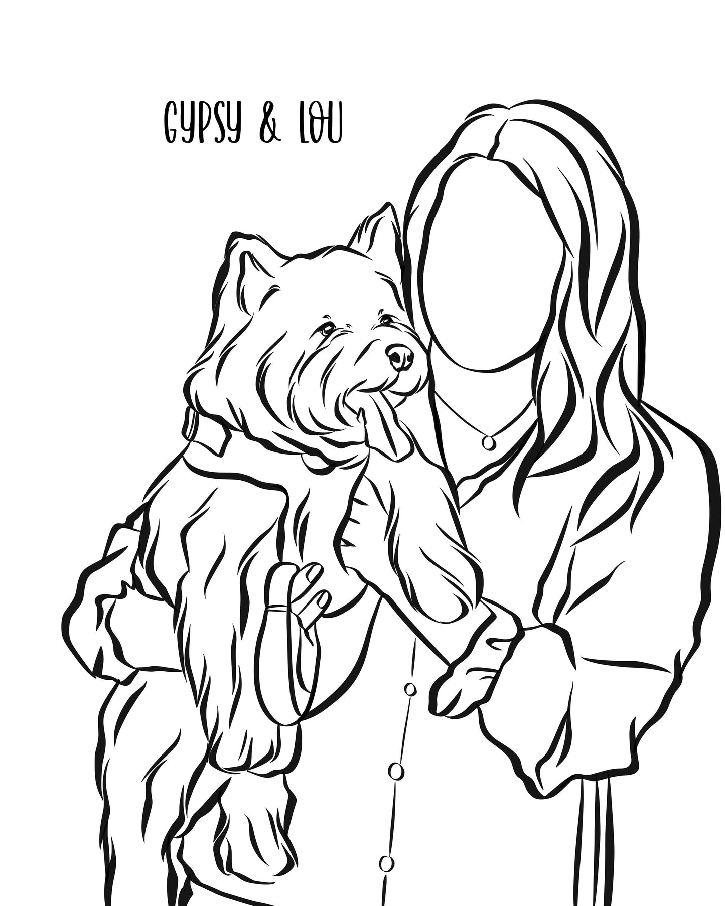Pet and Human Outline Portrait/ Custom Dog Owner Line Art/ Outline Drawing from Photo/ Cute Dog Memorial Printable Art/ Minimalist Wall Art
