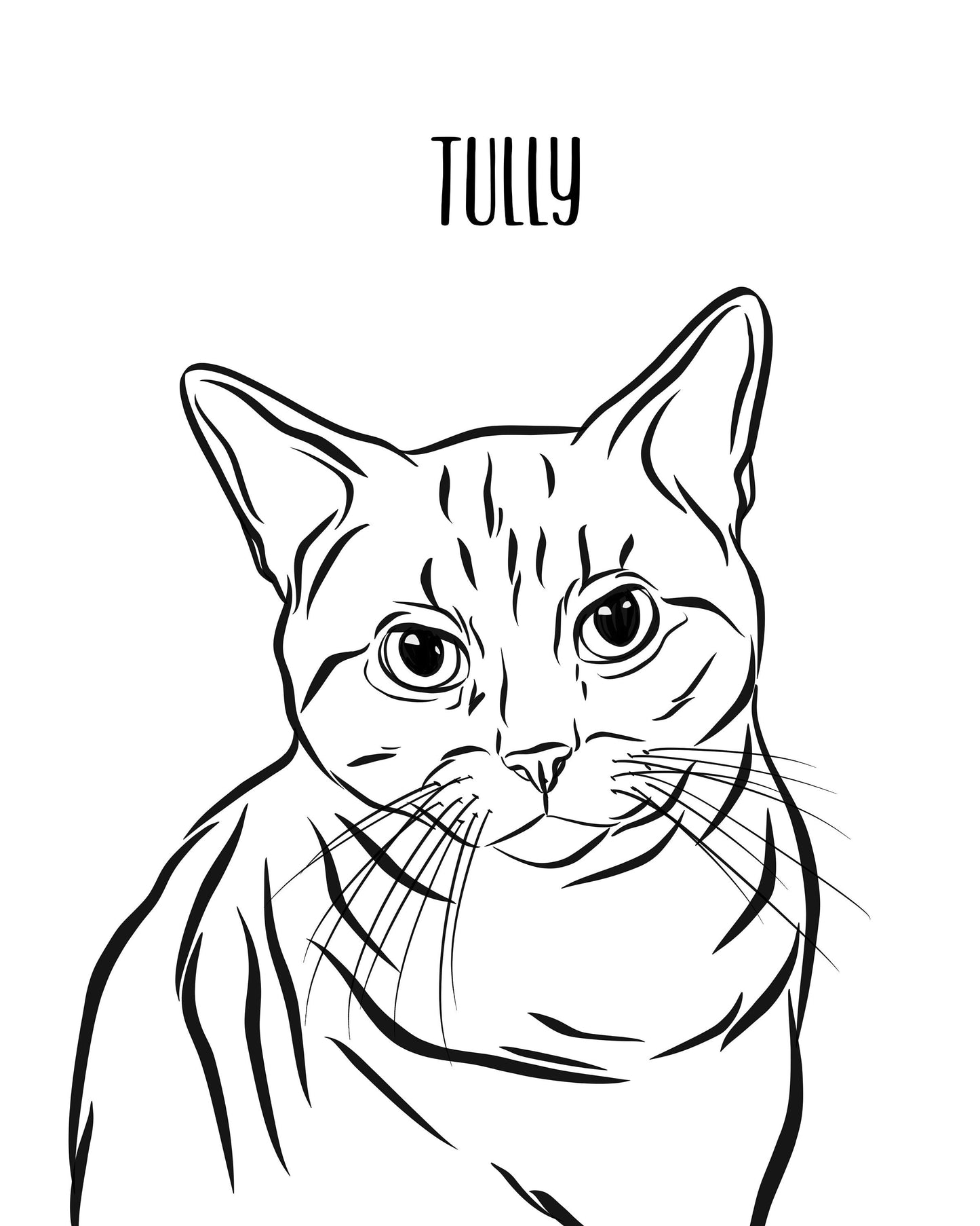 Cat Outline Drawing/ Personalised Line Art/ Minimalistic Cat Illustration/ Cat Owner Memorial Gift/ Cat Loss Gift/ Kitten Portrait Sketch