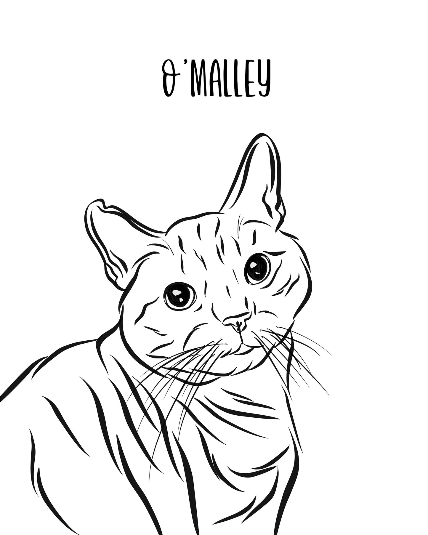 Cat Outline Drawing/ Personalised Line Art/ Minimalistic Cat Illustration/ Cat Owner Memorial Gift/ Cat Loss Gift/ Kitten Portrait Sketch