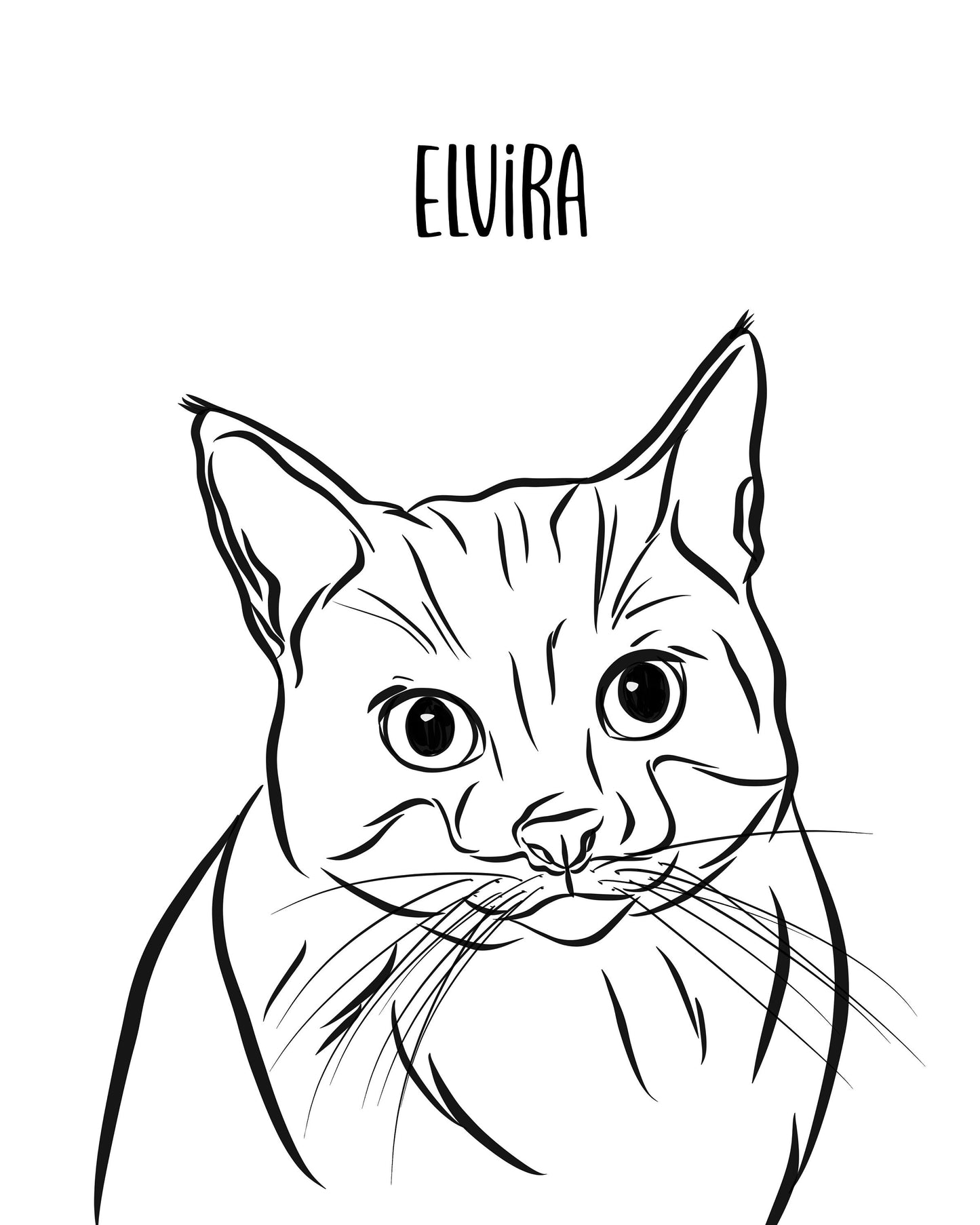 Cat Outline Drawing/ Personalised Line Art/ Minimalistic Cat Illustration/ Cat Owner Memorial Gift/ Cat Loss Gift/ Kitten Portrait Sketch