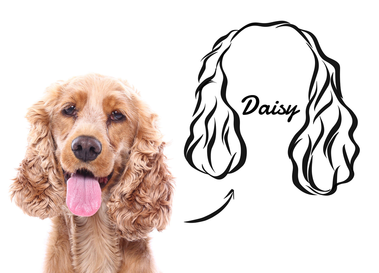 Outline Pet Ear Drawing/ Custom Dog Ear Line Portrait/ Minimalistic Dog Ears Digital Sketch/ Pet Memorial Tattoo Design Idea/ Pet Face Art