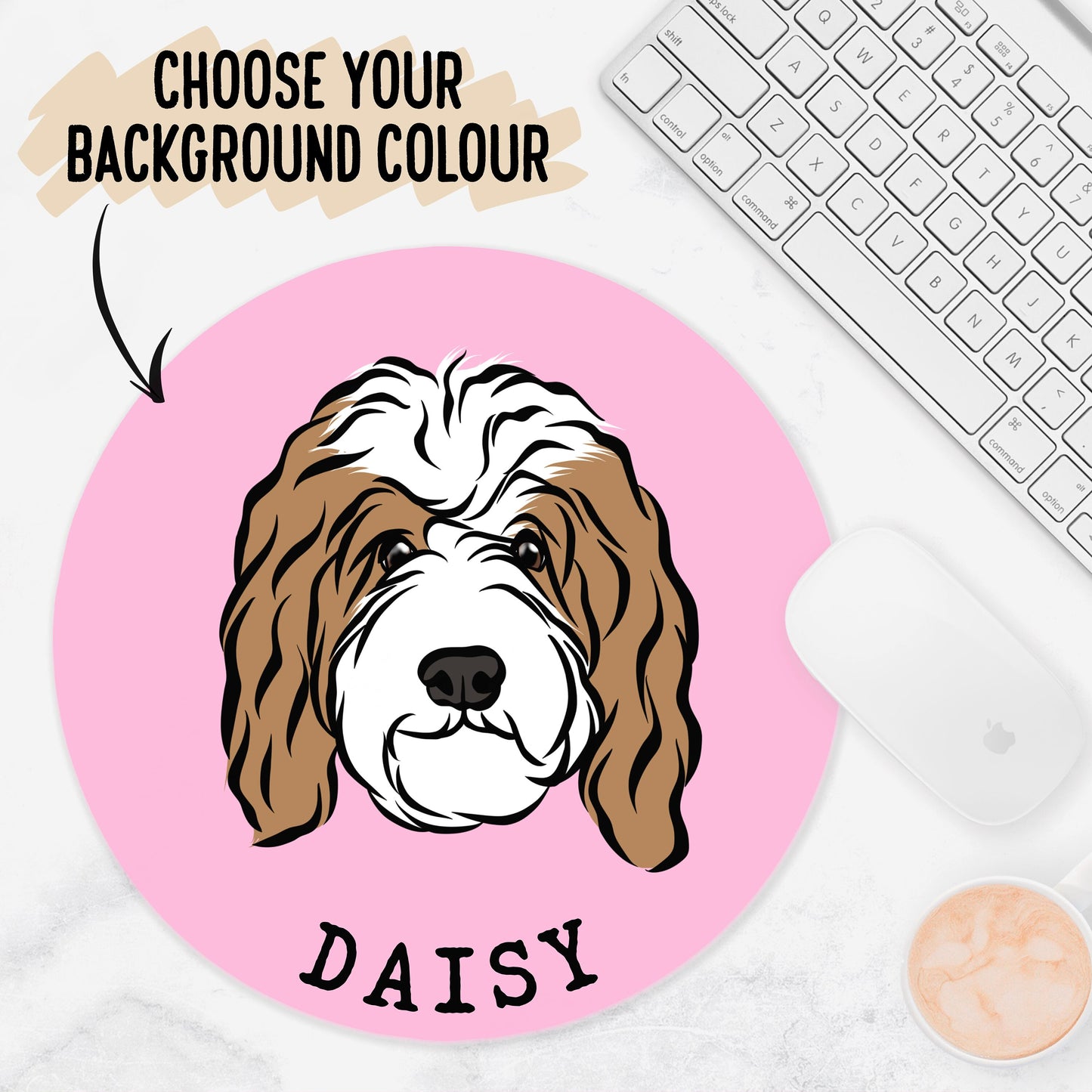 Bernedoodle Mouse Mat/ Personalised Dog Breed Keyboard Mouse Pad/ Cute Dog Desk Organisation/ Bernedoodle Pet Lover Owner Office Gift