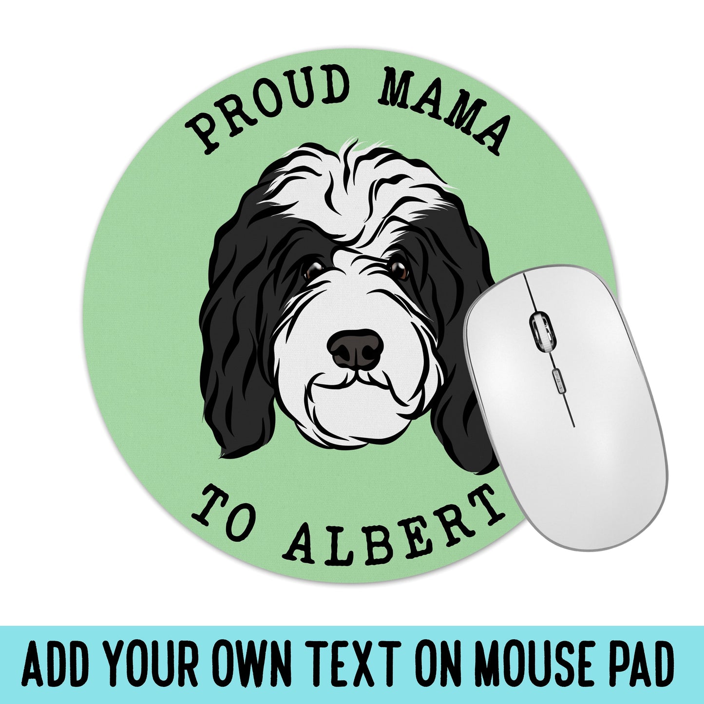 Bernedoodle Mouse Mat/ Personalised Dog Breed Keyboard Mouse Pad/ Cute Dog Desk Organisation/ Bernedoodle Pet Lover Owner Office Gift
