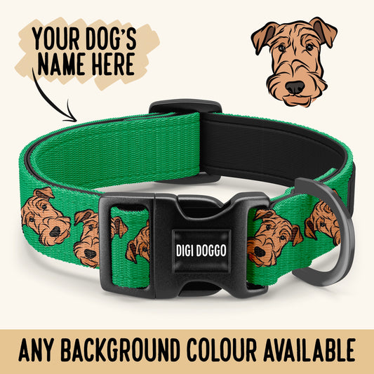 Airedale Terrier Dog Collar/ Personalised Pet Portrait Collar/ Dog Buckle Collar Gift/ Sublimation Dog Collar Customised/ Dog Print Collar