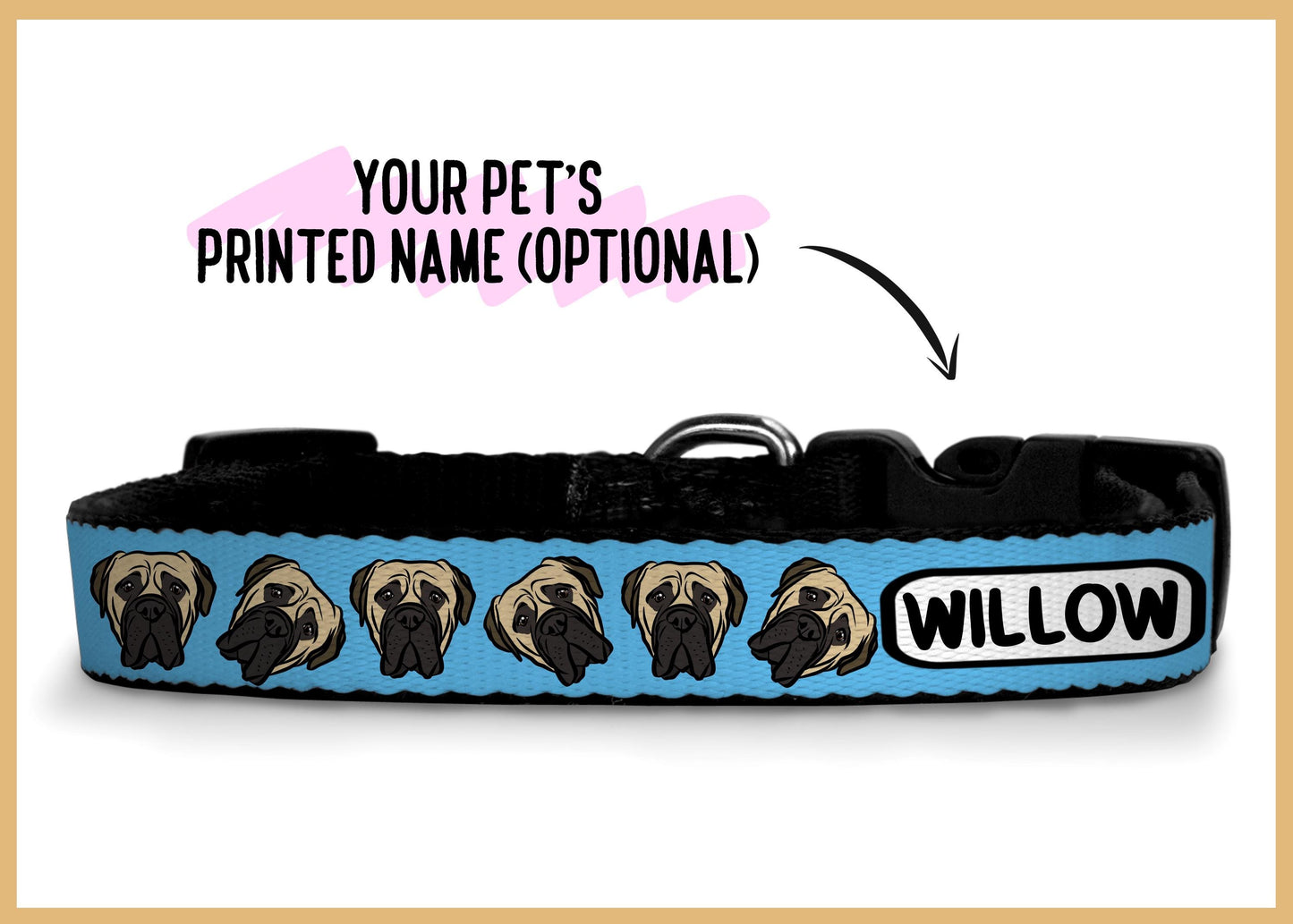Bullmastiff Print Collar/ Personalised Bully Face Pattern Dog Collar/ Sublimation Dog Collar/ Large Dog Collar/ Cute Bullmastiff Owner Gift