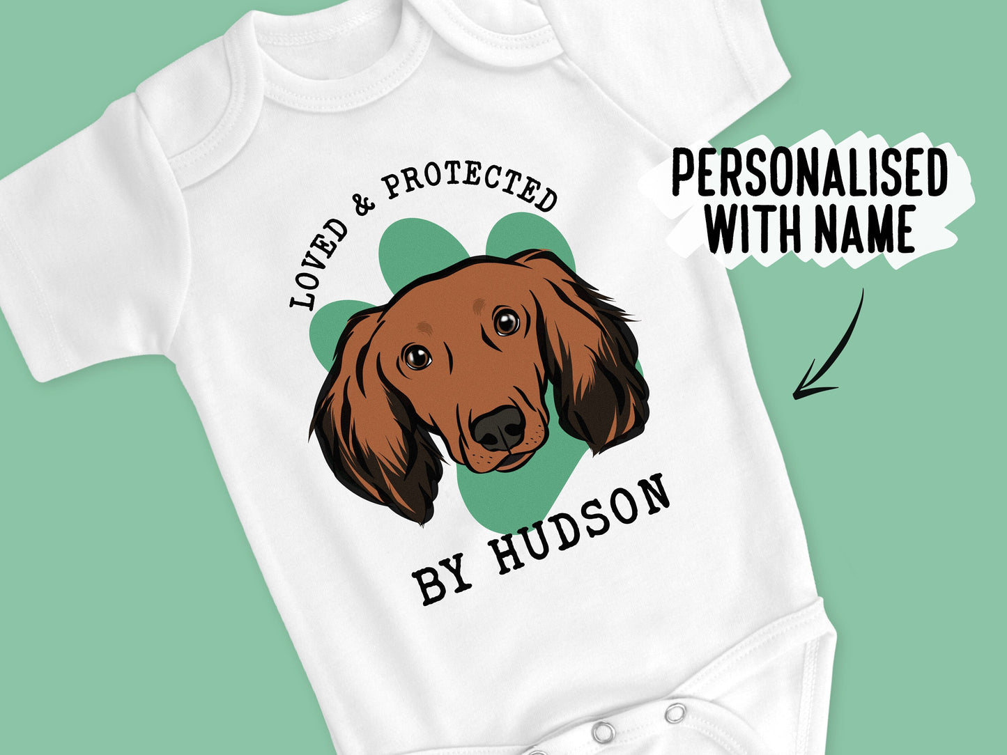 Long Haired Dachshund Baby Grow