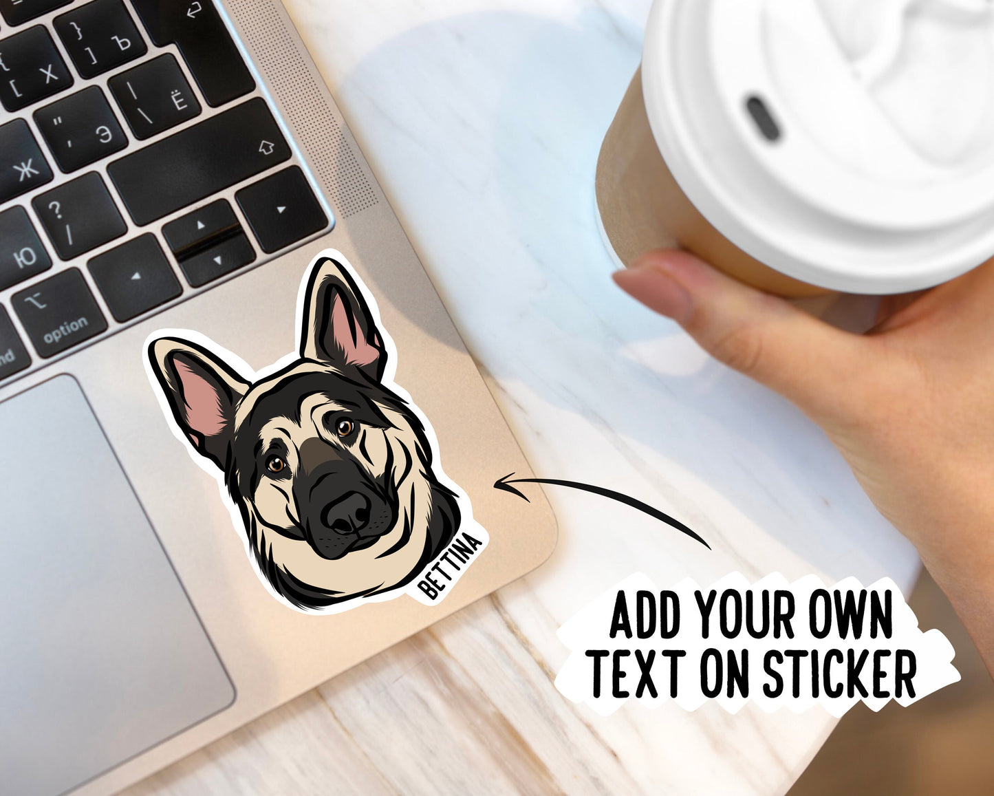 German Shepherd Stickers/ Custom GSD Breed Dog Sticker Pack/ Personalised Die Cut Pet Stickers with Name/ German Shepherd Gifts for Office
