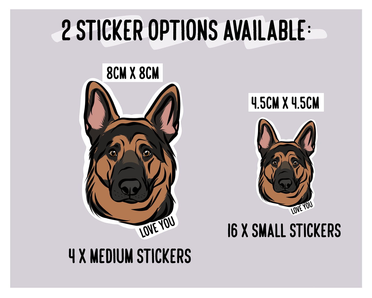 German Shepherd Stickers/ Custom GSD Breed Dog Sticker Pack/ Personalised Die Cut Pet Stickers with Name/ German Shepherd Gifts for Office