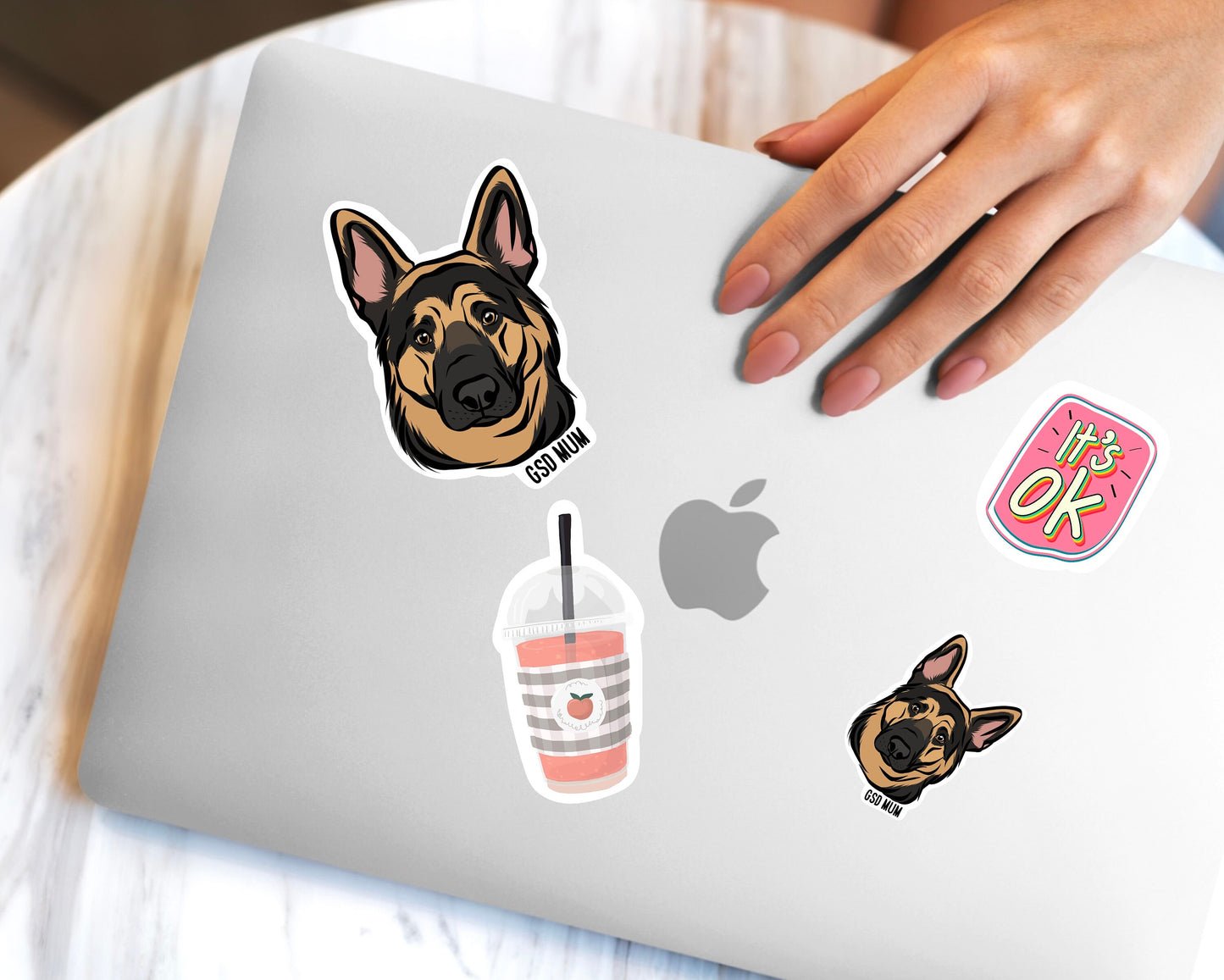 German Shepherd Stickers/ Custom GSD Breed Dog Sticker Pack/ Personalised Die Cut Pet Stickers with Name/ German Shepherd Gifts for Office