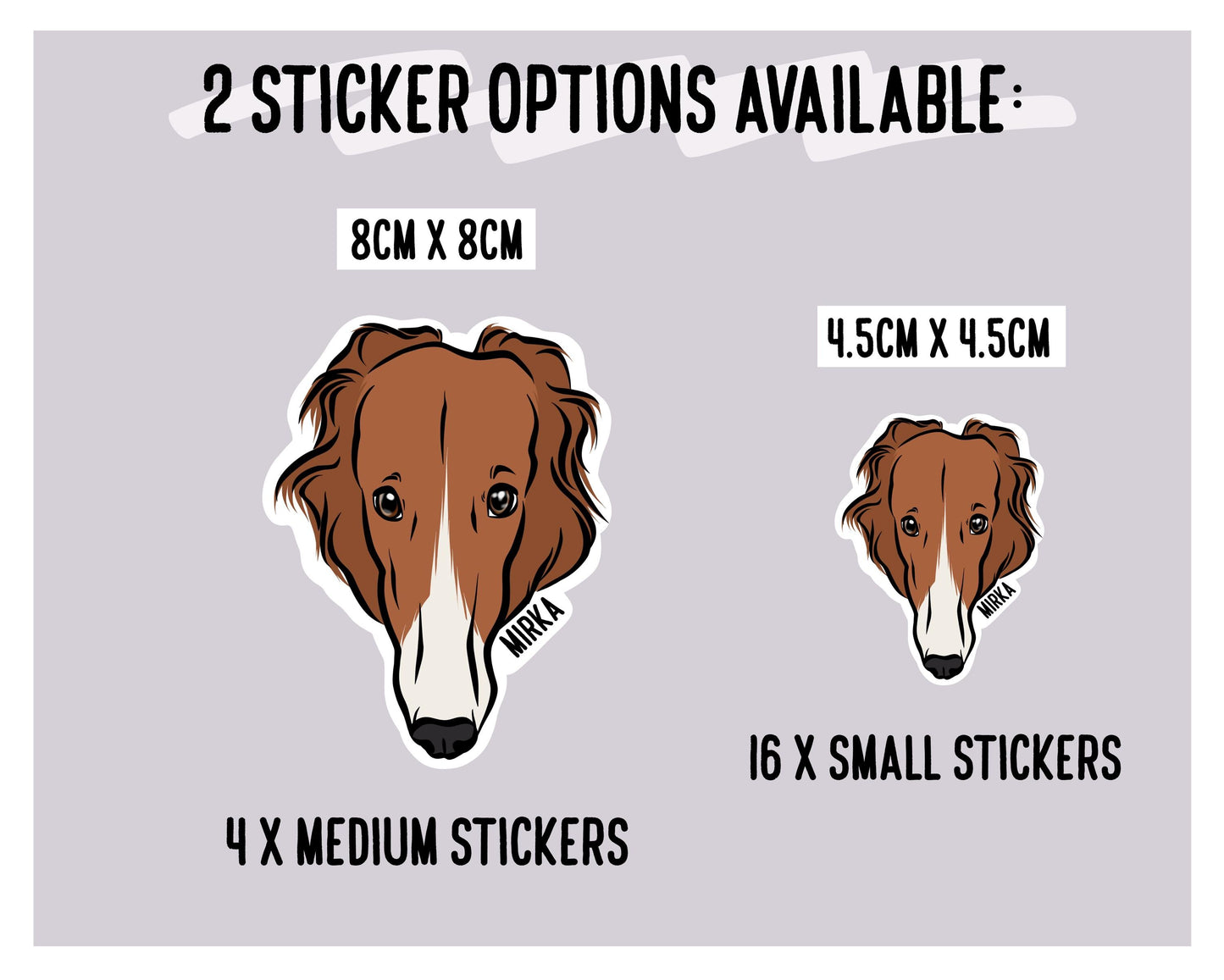 Personalised Borzoi Stickers