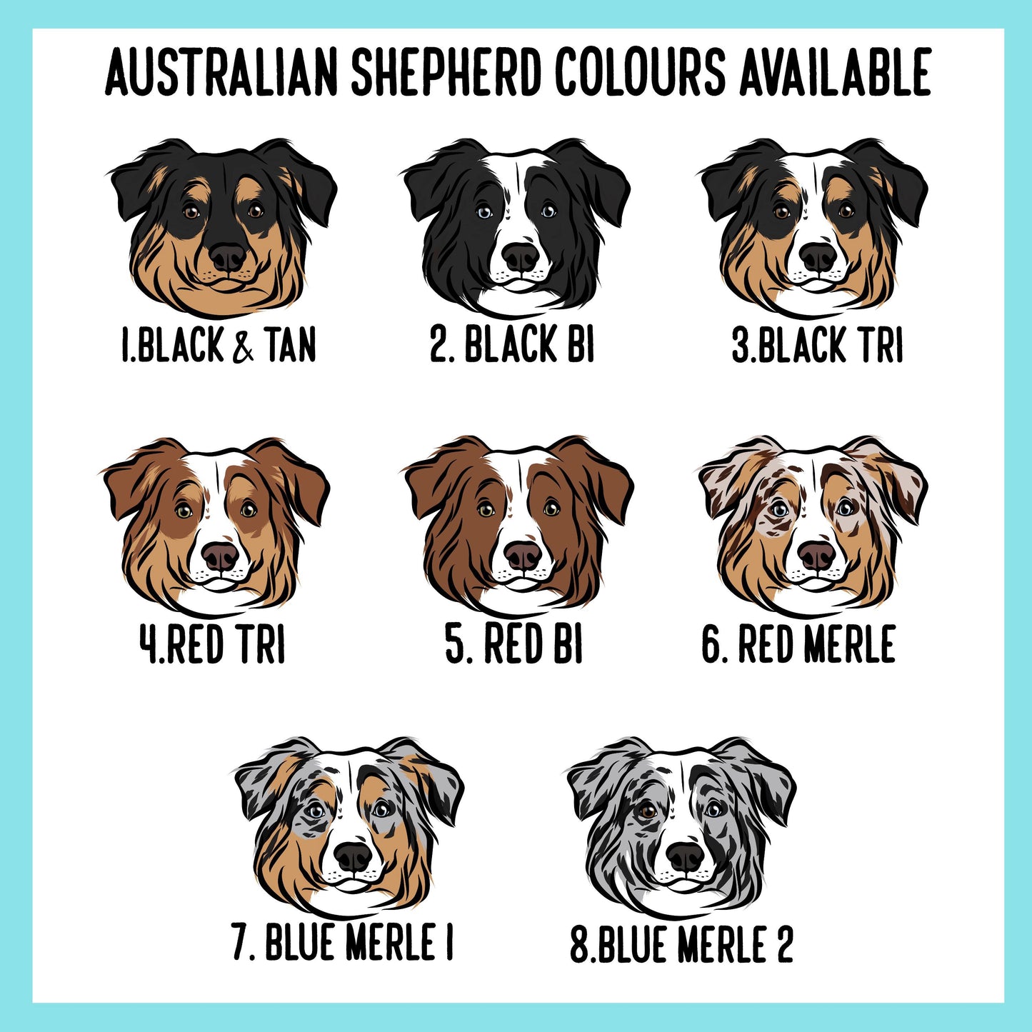 Australian Shepherd Face Stickers