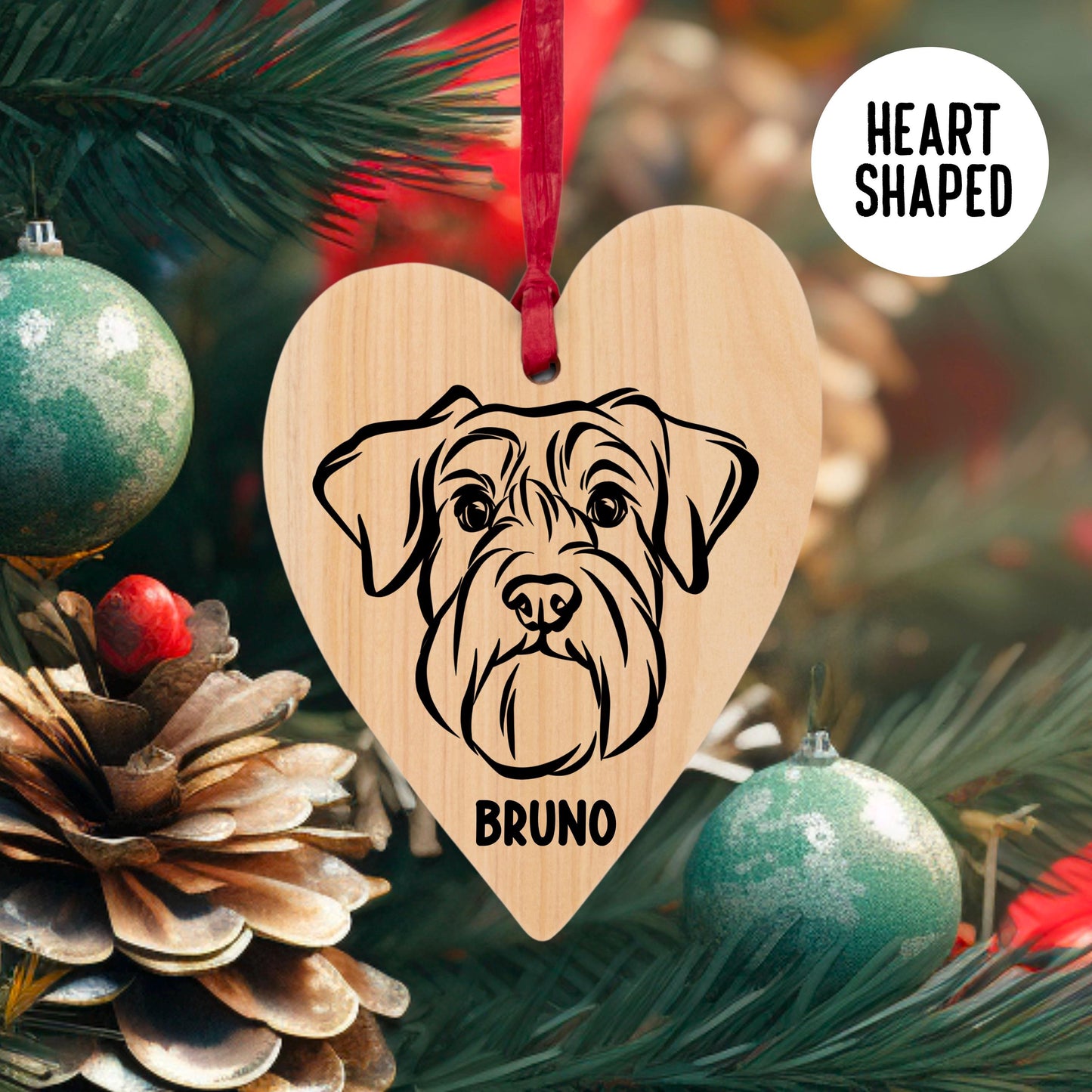 Miniature Schnauzer Christmas Wooden Ornament