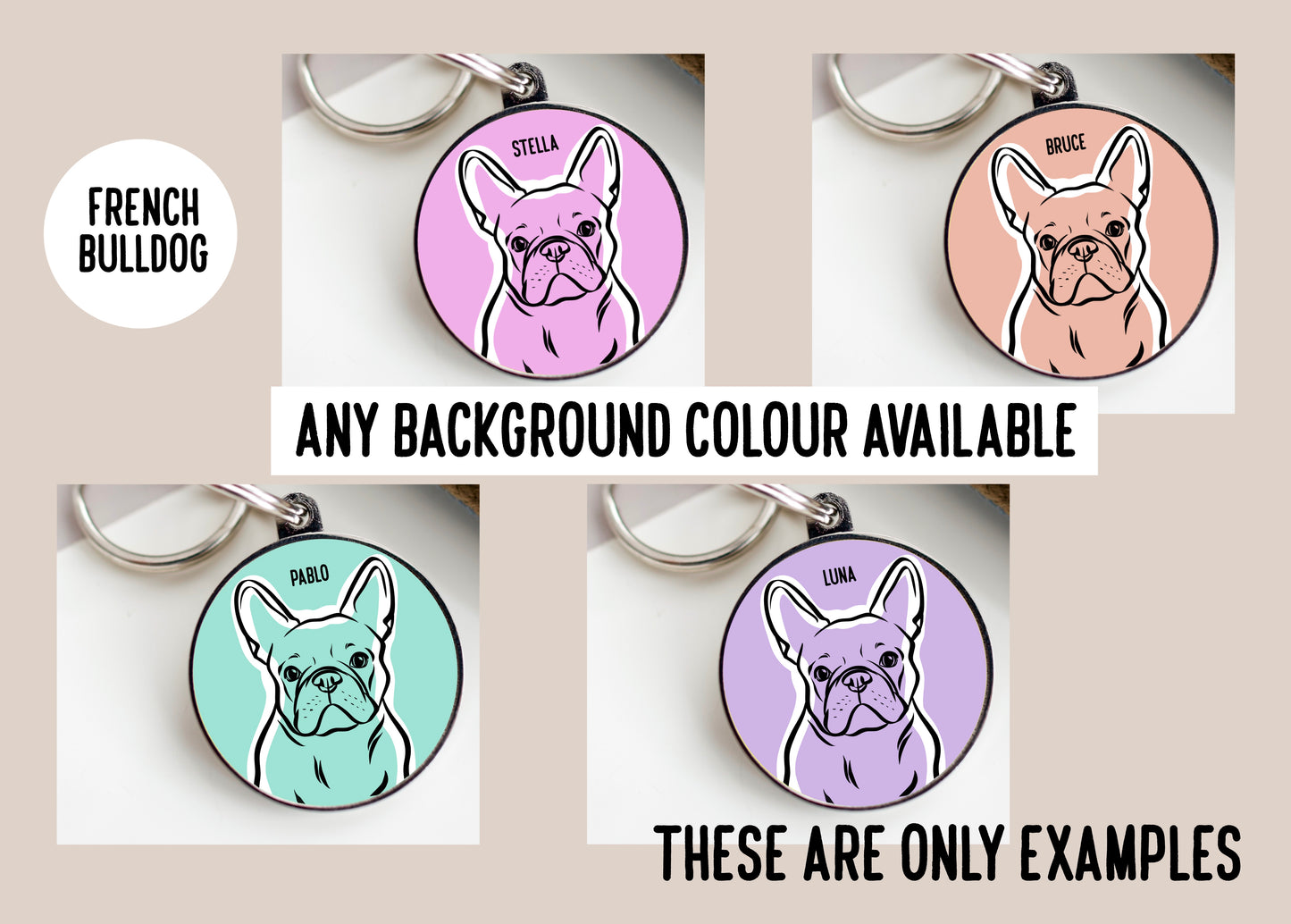 French Bulldog Outline ID Tag