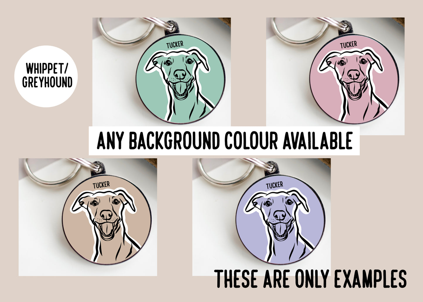 Whippet/ Greyhound Outline ID Tag