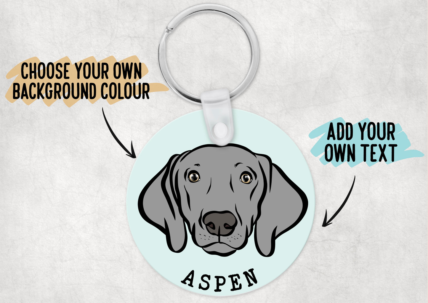 Personalised Weimaraner Keyring