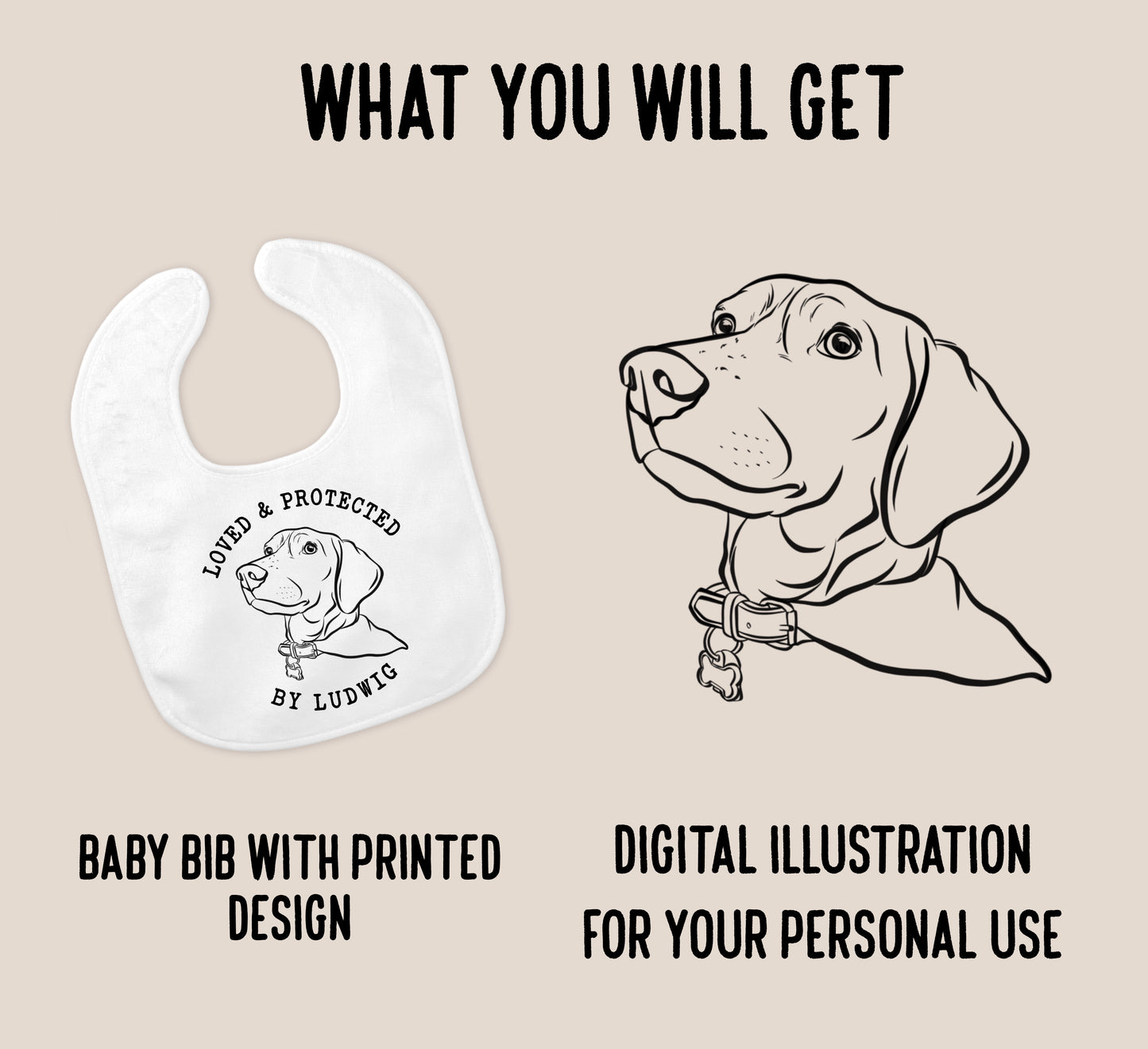 Outline Pet Portrait Baby Bib