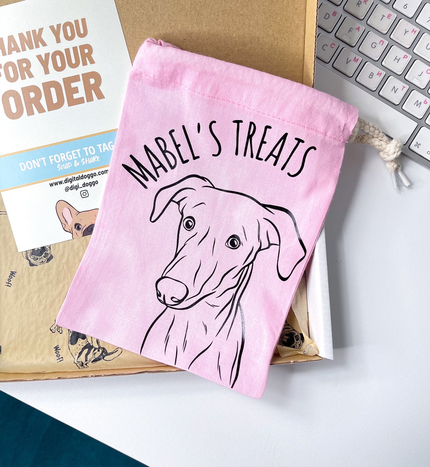 Pet Portrait Treat Bag (Pink)