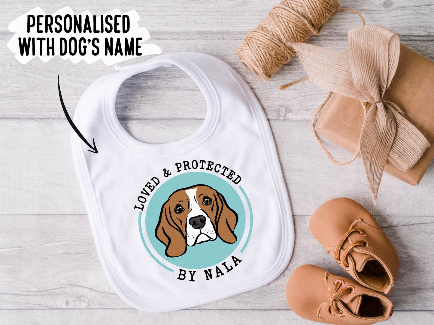 Personalised Beagle Baby Bib