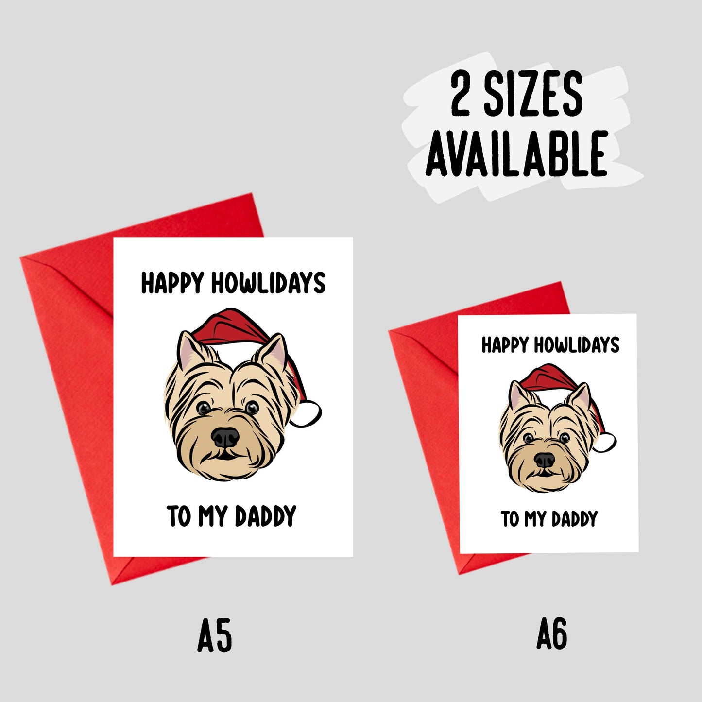 West Highland Terrier Christmas Card/ Custom Westie Face Greeting Card/ Festive Dog Portrait Card/ Personalised Message Dog Card/ Westie Art