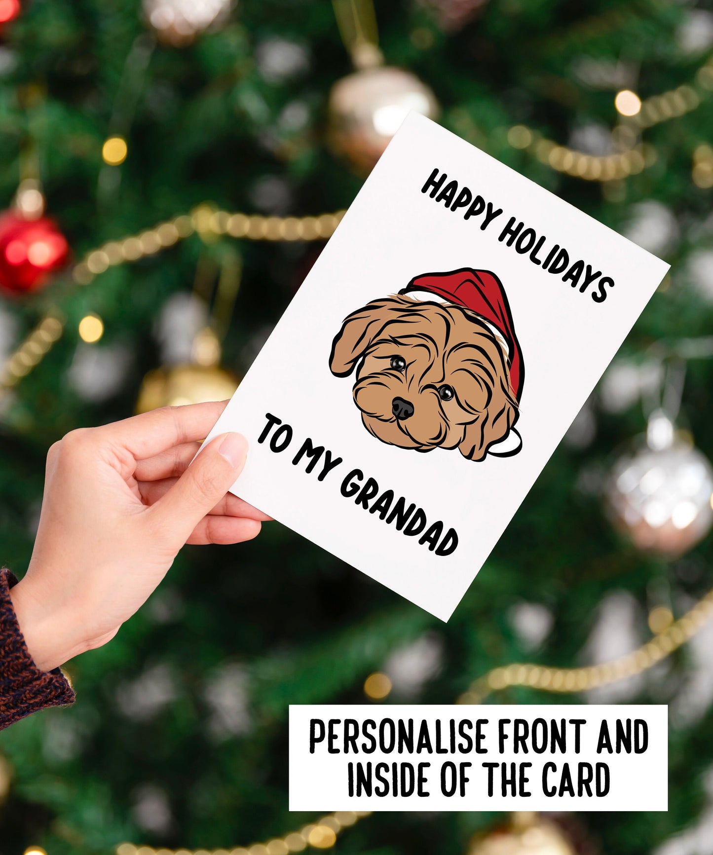 Cute Maltipoo Christmas Card/ Personalised Message Dog Greeting Card/ Small Dog Breed Festive Card/ Maltipoo Owner Card/ Dog Lover Card