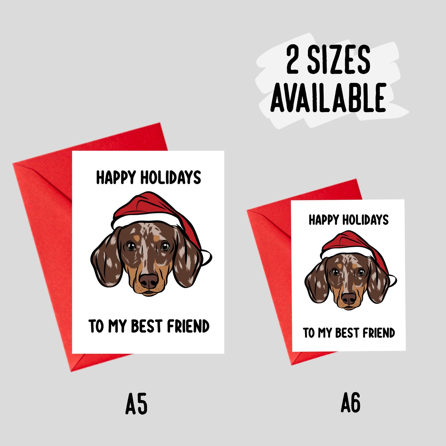 Dachshund Christmas Card/ Personalised Sausage Dog Merry Christmas Greeting Card/ Custom Dog Portrait Folded Card/ Cute Dachshund Owner Card
