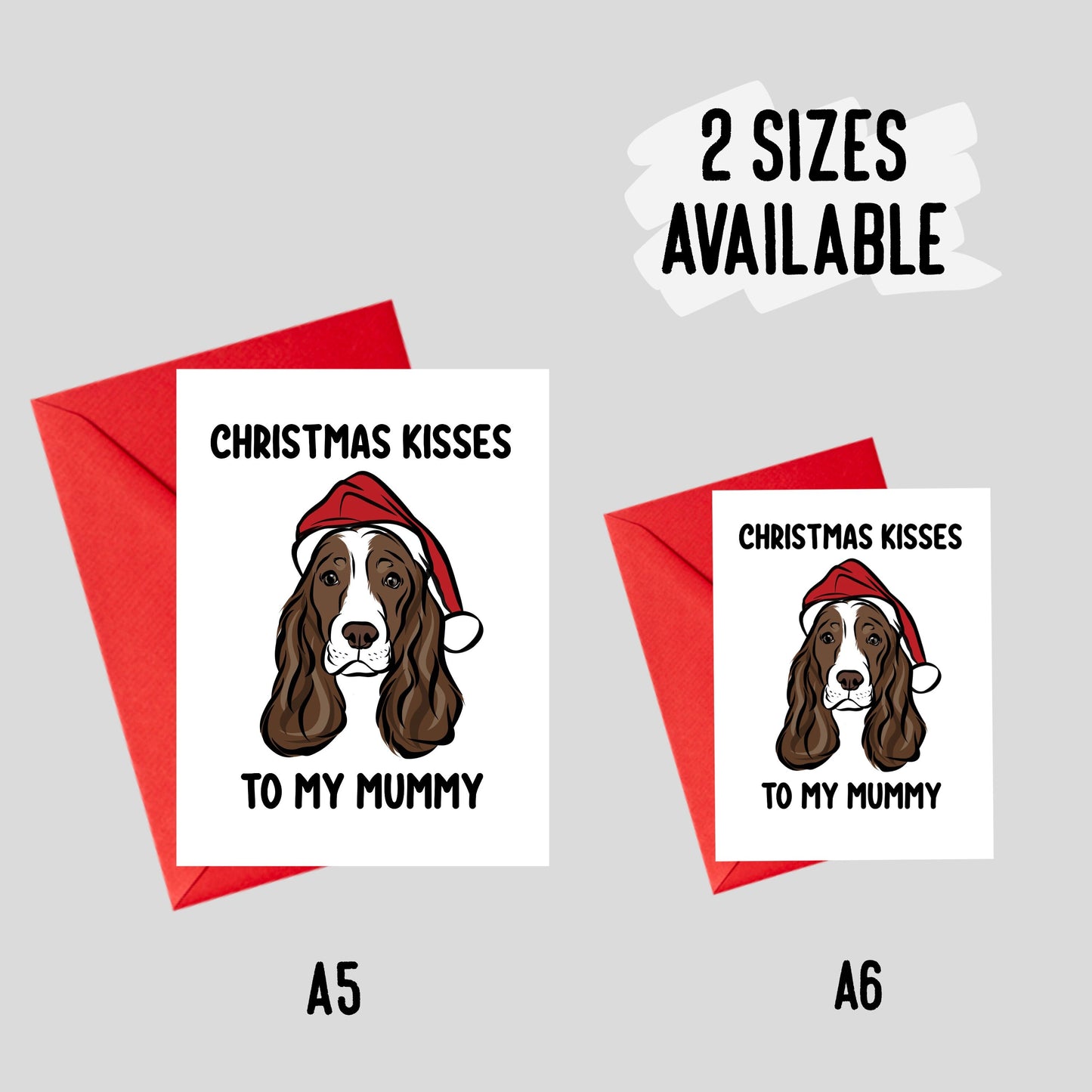 Show Cocker Spaniel Greeting Card/ Personalised Spaniel Dog Card/ Merry Christmas Dog Face Card/ Spaniel Dog Owner Greeting Card Gift Idea