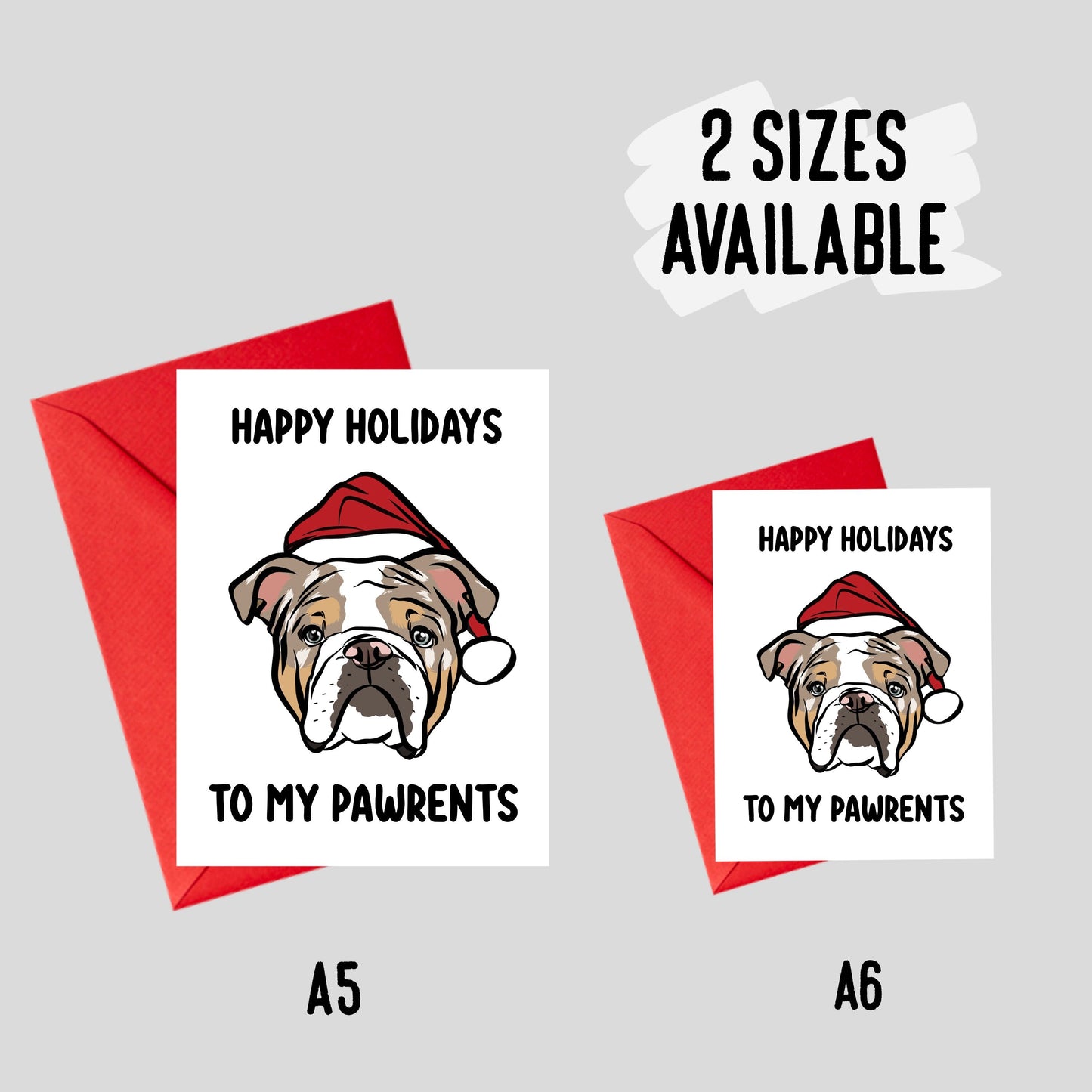 English Bulldog Christmas Card/ Bully Breed Personalised Dog Card/ Merry Christmas Dog Owner Greeting Card/ English Bulldog Owner Gift