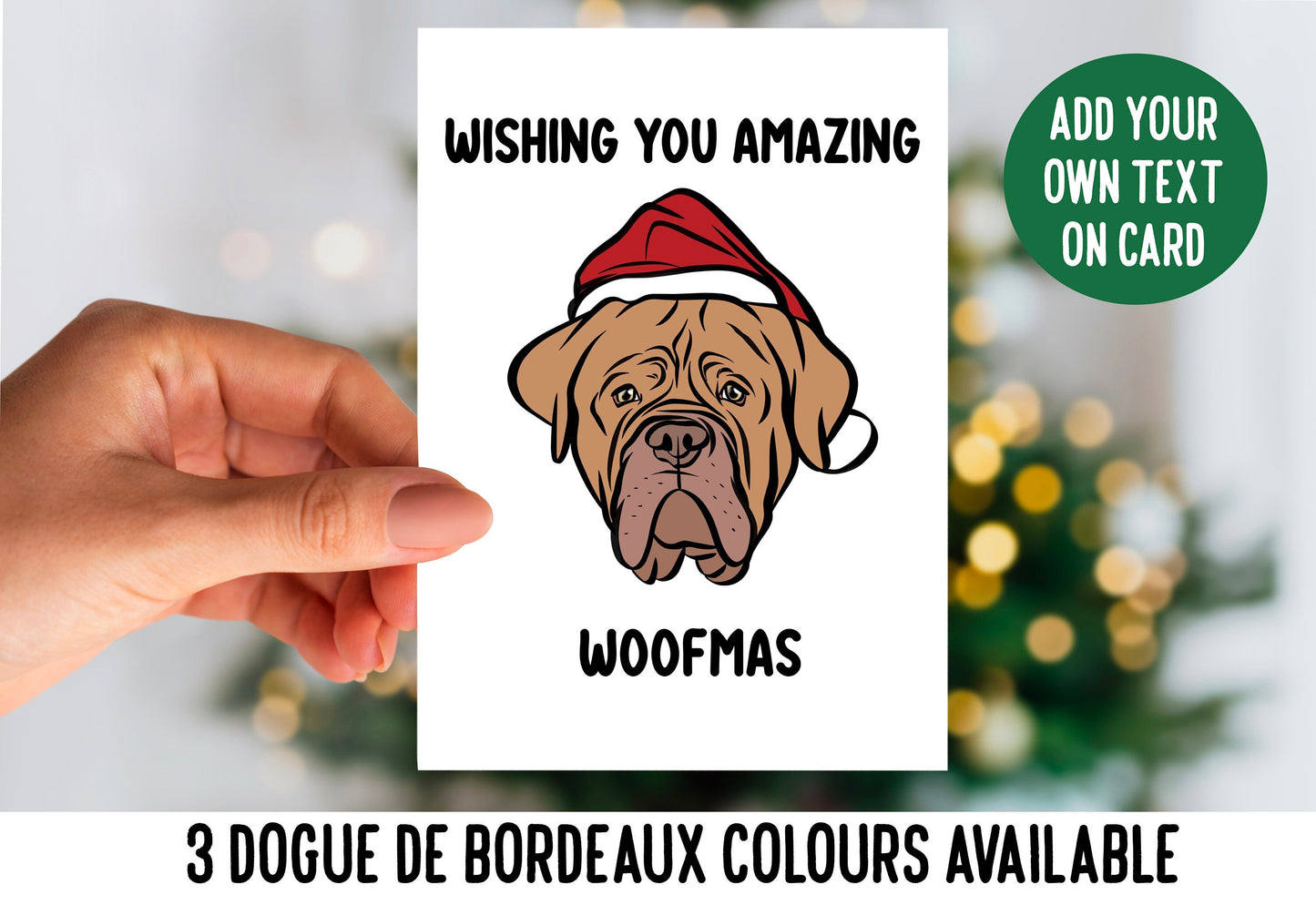 Dogue de Bordeaux Christmas Card/ Personalised French Mastiff Greeting Card/ Festive Dog Illustration Card/ Merry Christmas Dog Folded Card