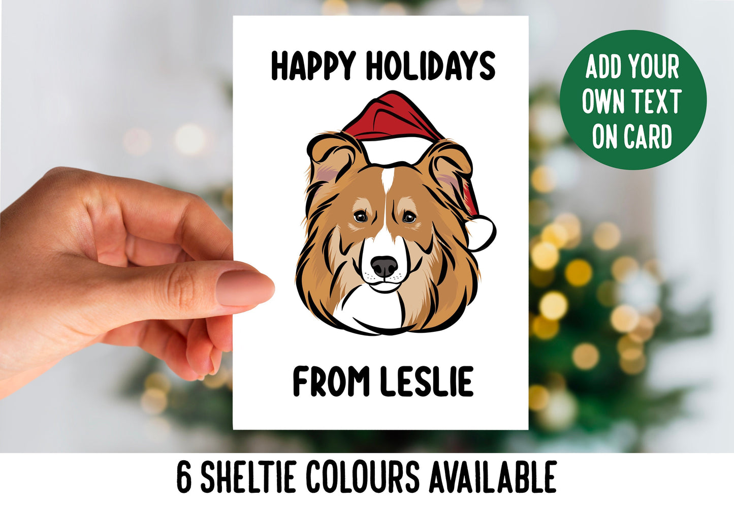 Sheltie Dog Christmas Card/ Customisable Dog Breed Festive Greeting Card/ Shetland Sheepdog Personalised Card/ Merry Christmas Dog Card
