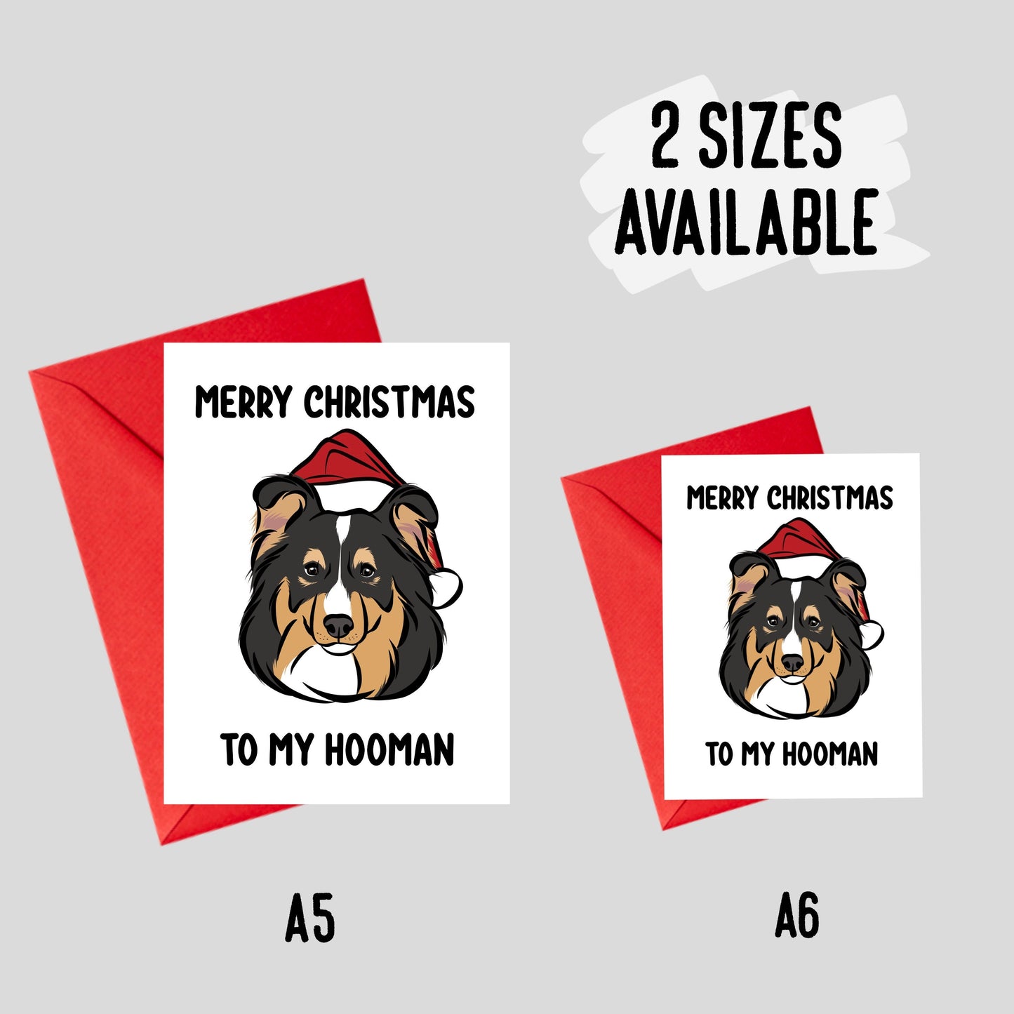 Sheltie Dog Christmas Card/ Customisable Dog Breed Festive Greeting Card/ Shetland Sheepdog Personalised Card/ Merry Christmas Dog Card