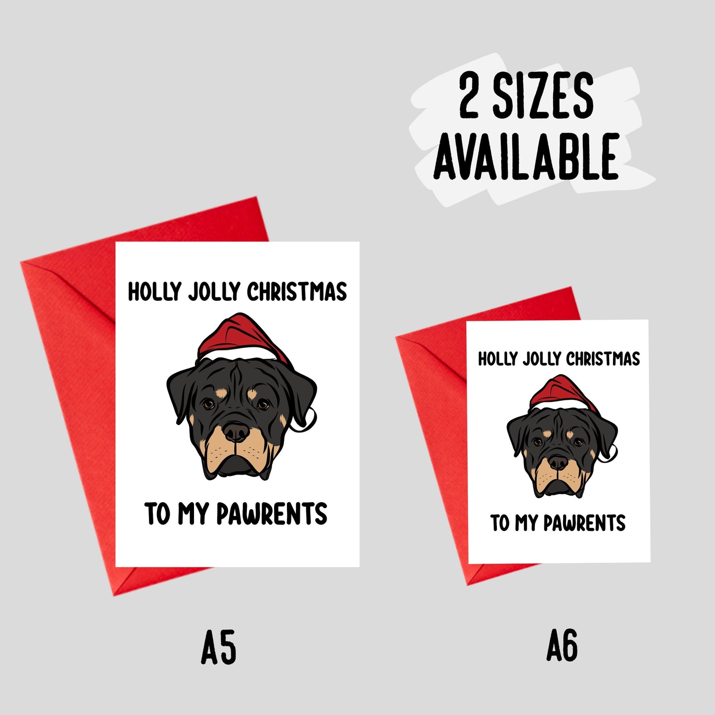 Rottweiler Christmas Card/ Customised Rottweiler Dog Breed Greeting Card/ Rottie Lover Festive Card/ Rottweiler Dog Owner Personalised Card
