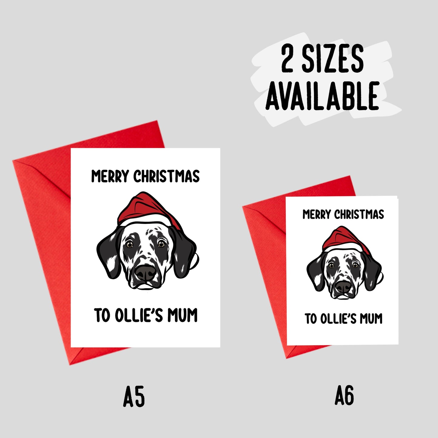 Dalmatian Christmas Card/ Personalised Dalmatian Face Greeting Card/ Dog Breed Illustration Card/ Customisable Message Card/ Dalmatian Gifts