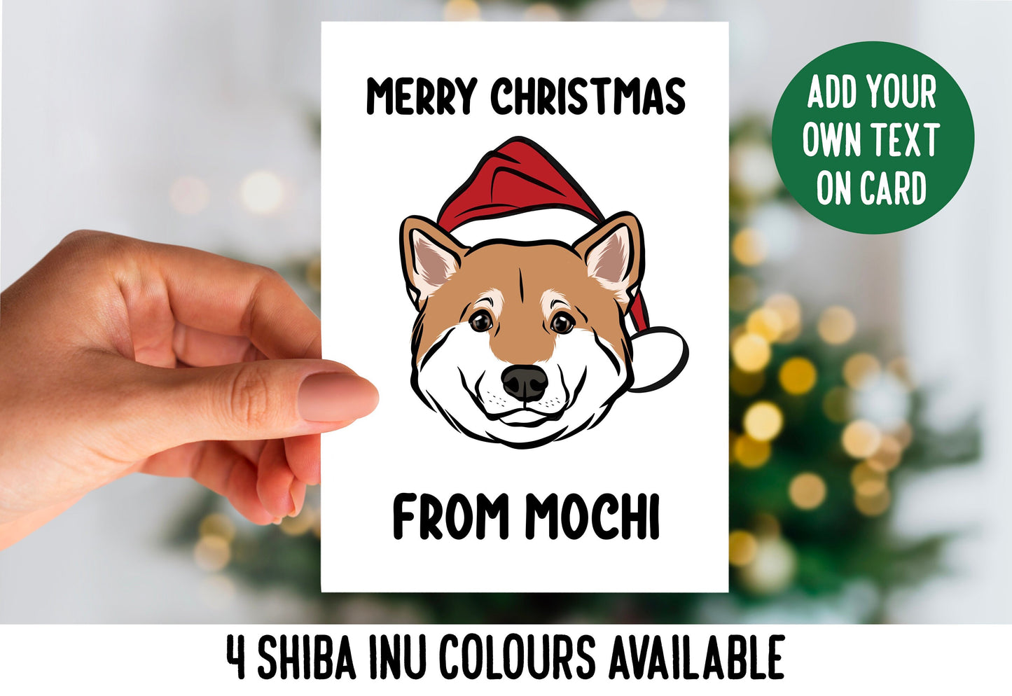 Shiba Inu Christmas Card/ Personalised Dog Face Greeting Card/ Pet Portrait Custom Folded Card/ Shiba Inu Owner Festive Greeting Card Gift