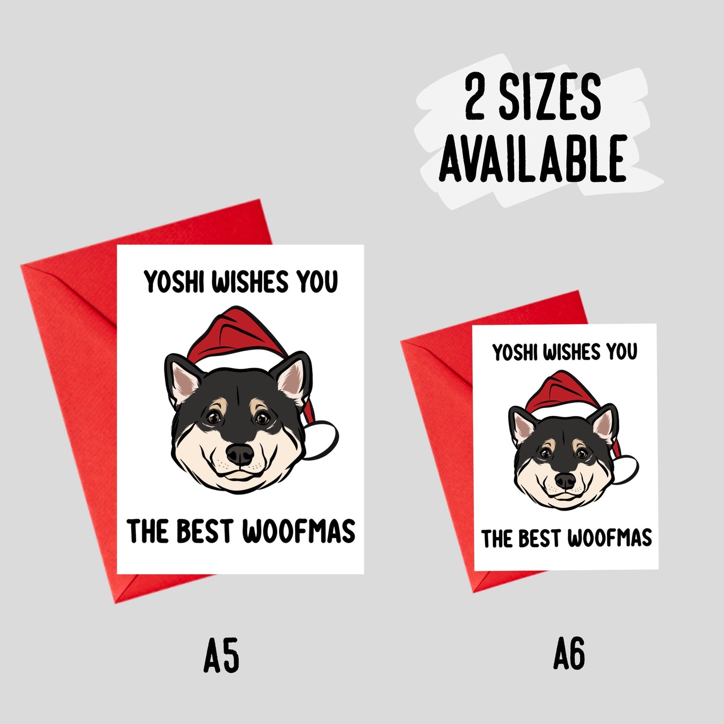 Shiba Inu Christmas Card/ Personalised Dog Face Greeting Card/ Pet Portrait Custom Folded Card/ Shiba Inu Owner Festive Greeting Card Gift