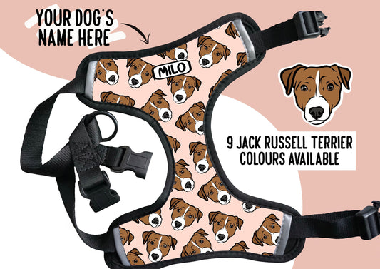 Jack Russell Terrier Harness Personalised Jack Russell Face Harness Customisable Dog Adjustable Harness Jack Russell Name Harness Dog Gifts