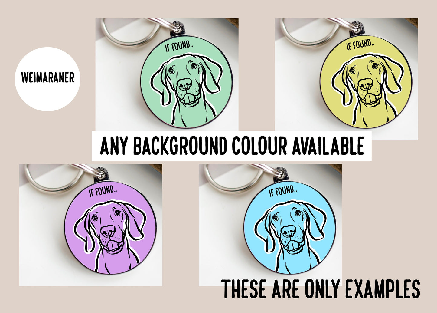 Weimaraner Outline ID Tag/ Dog Breed Collar Tag/ Custom Pet Name ID Tag/ Personalised Weimaraner Lover Gift/ Bespoke Breed Dog Tag