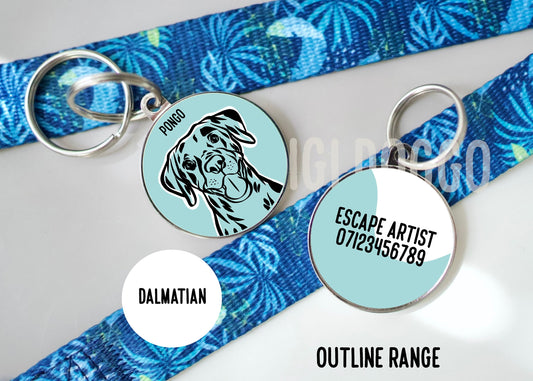 Dalmatian Outline ID Tag/ Dog Breed Line Drawing Collar Tag/ Trendy Pet Charm/ Customised Dalmatian Portrait Tag/ Pet Keepsake Gift