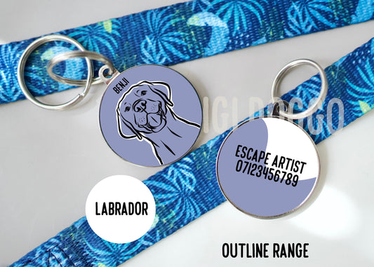 Labrador Outline ID Tag/ Customised Labrador Portrait Tag/ Personalised Stylish Dog Tag/ Bespoke Labrador Owner Gift/ Keepsake Dog Gift