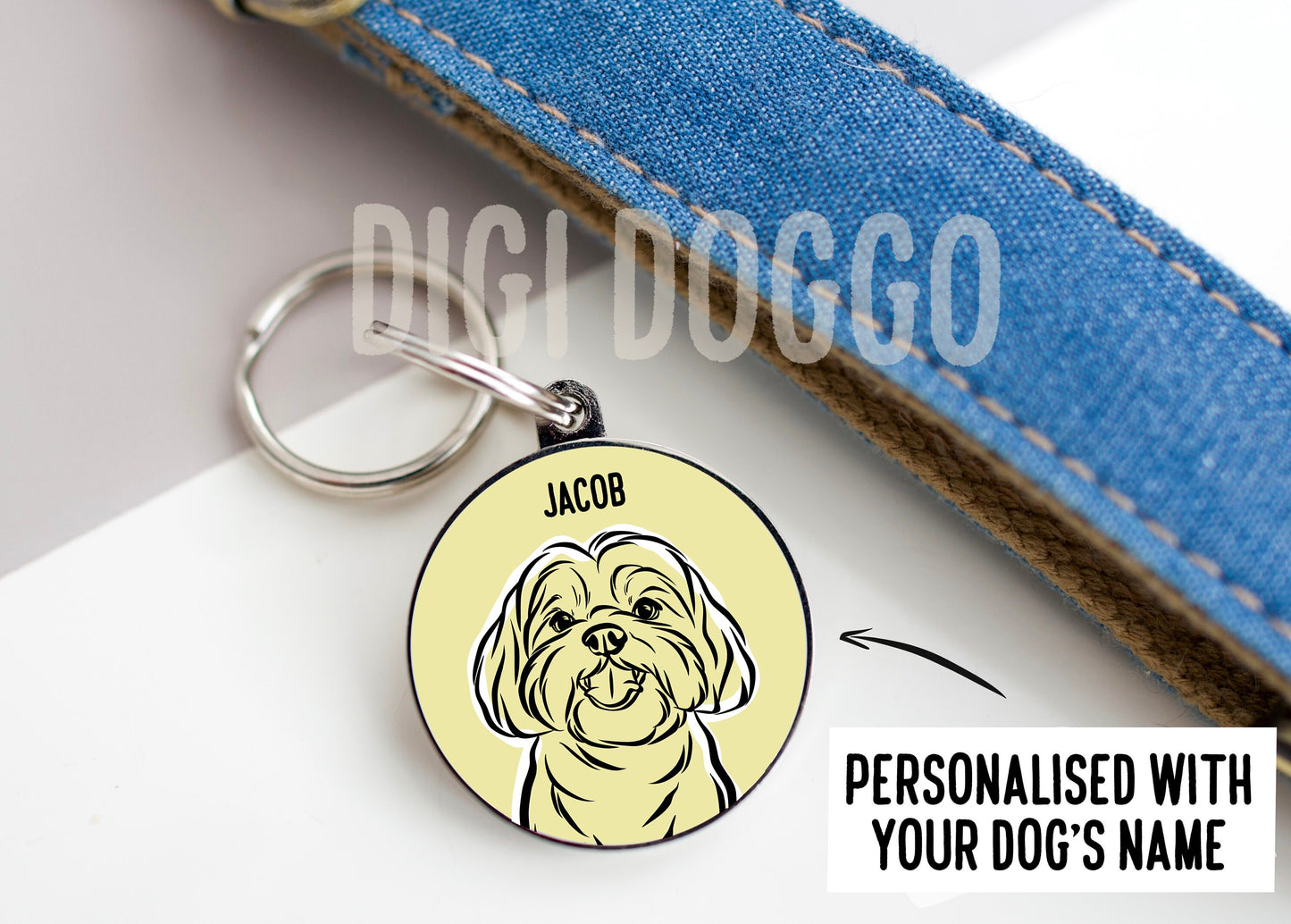 Shih Tzu Outline ID Tag/ Personalised Shih Tzu Face Collar Tag/ Custom Shih Tzu Name Identity Tag/ Cute Dog Owner Gift/ Pet Microchip Tag