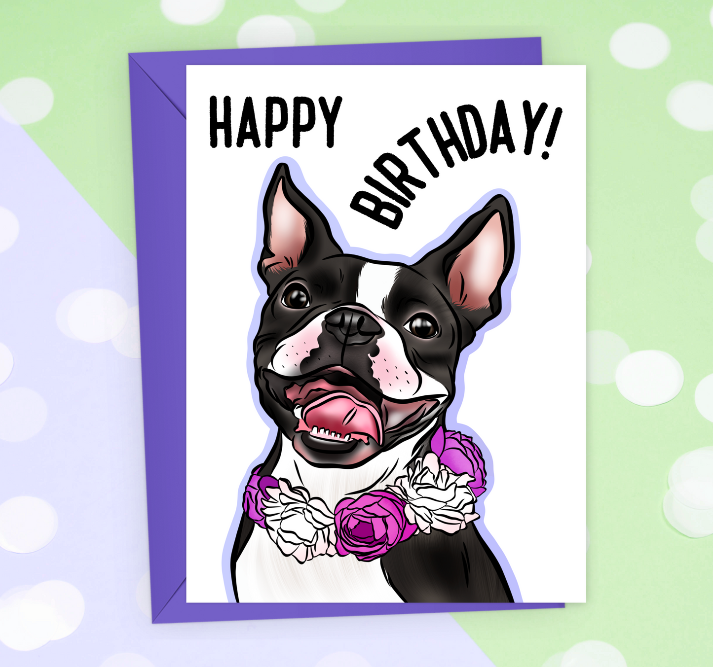 Boston Terrier Birthday Card