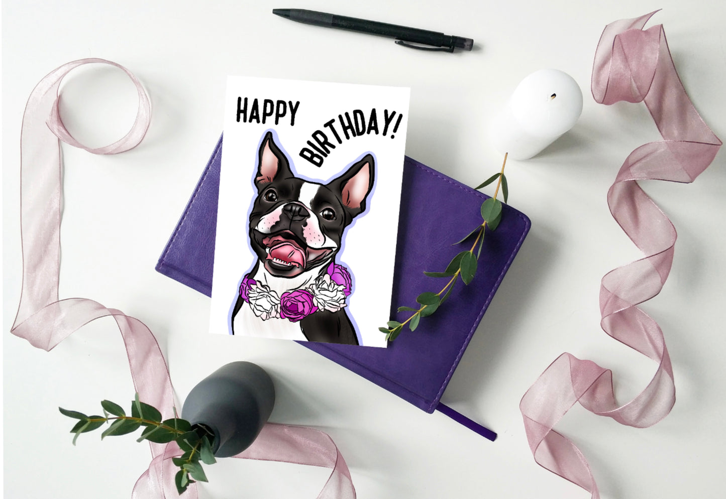 Boston Terrier Birthday Card
