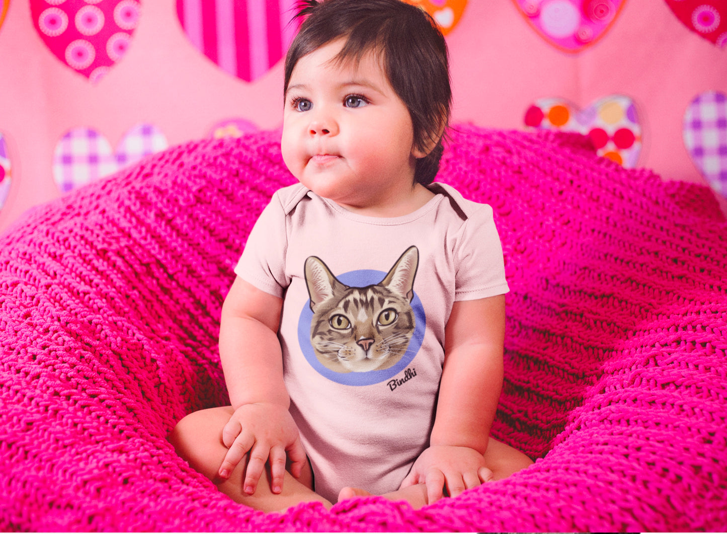 Pet Portrait Baby Onesie (Baby Pink)