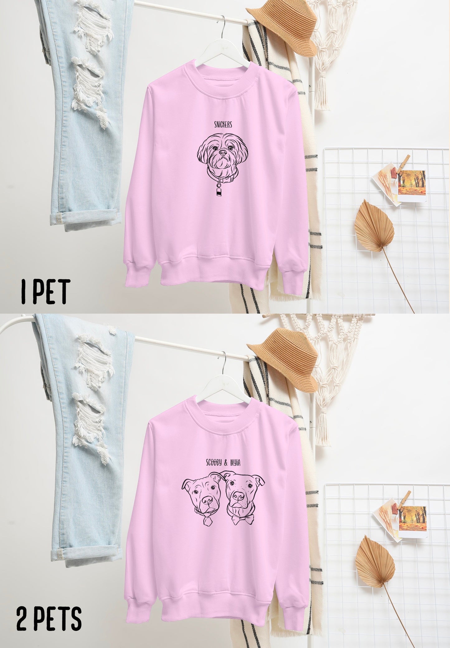 Outline Pet Portrait Sweatshirt (Baby Pink)