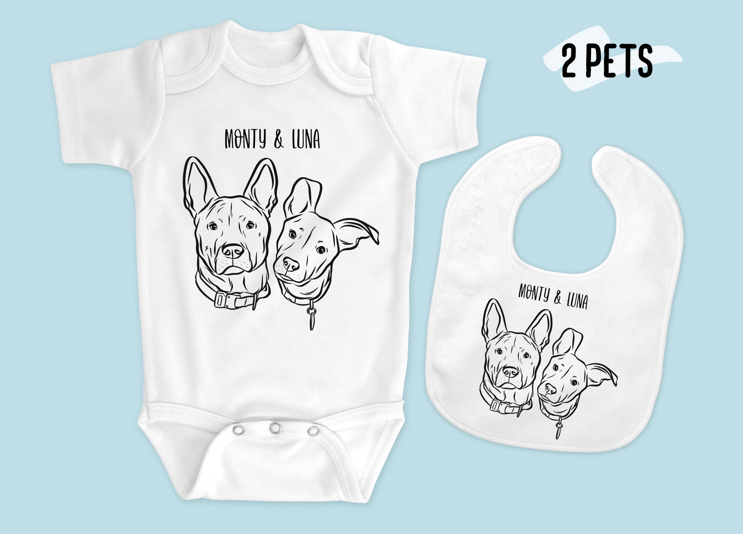 Outline Pet Portrait Onesie + Bib Bundle
