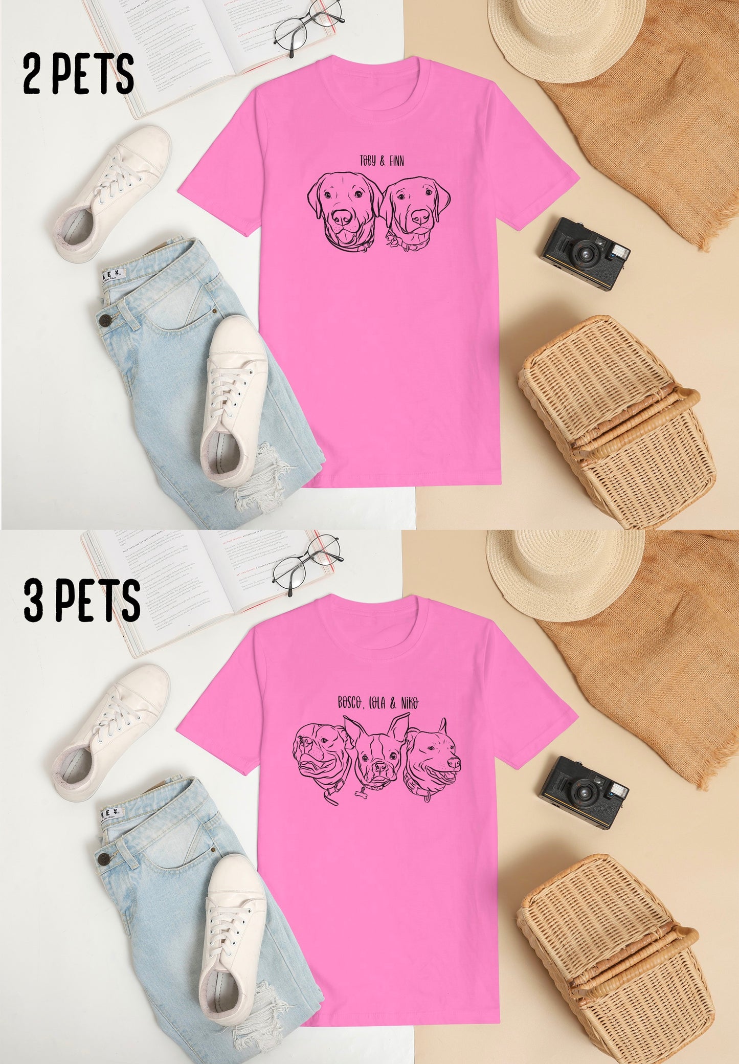 Outline Pet Portrait T-Shirt (Orchid Pink)