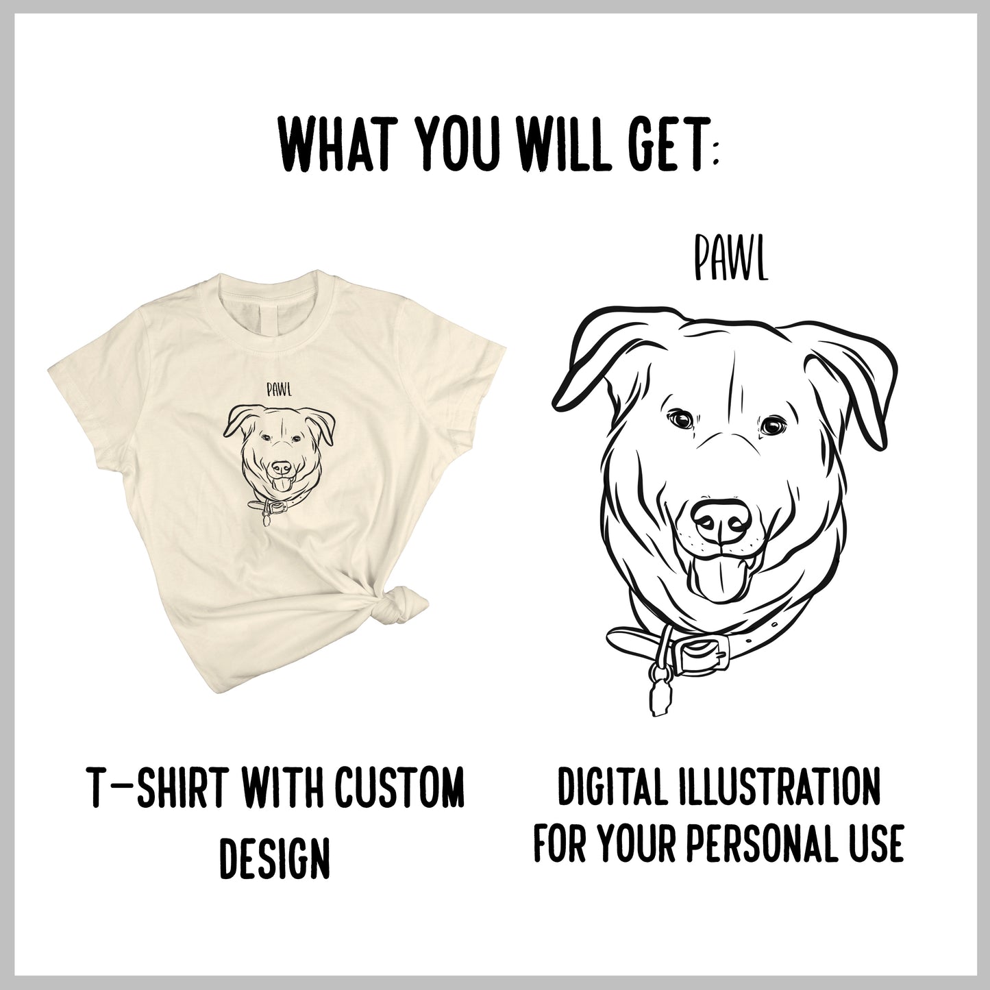 Outline Pet Portrait T-Shirt (Cream)