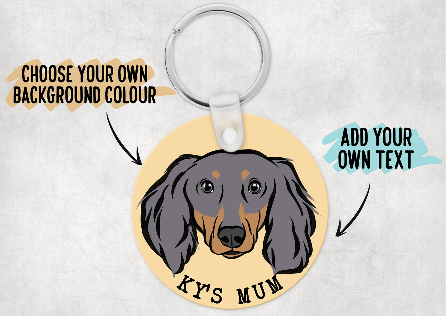 Long Haired Dachshund Keyring