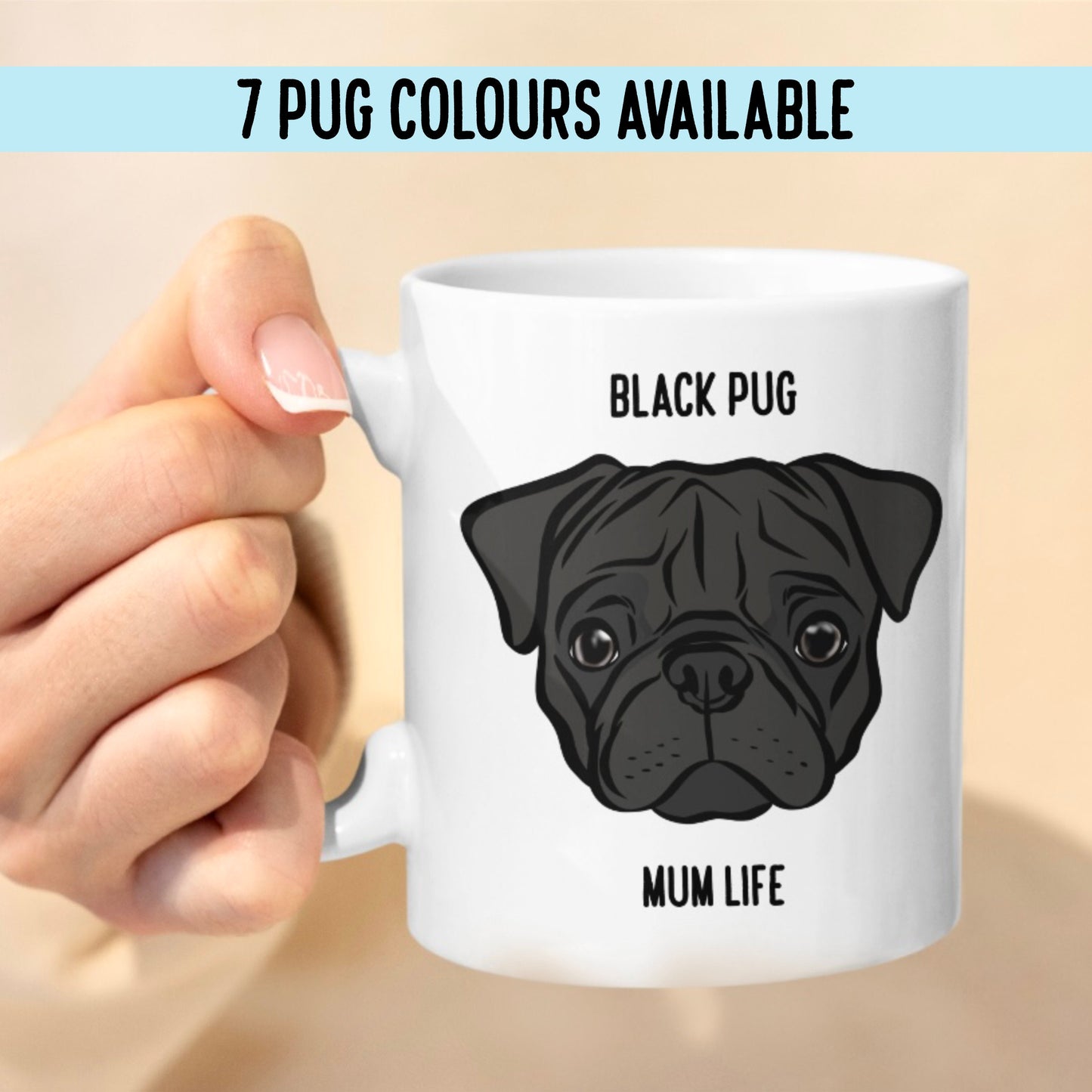 Custom Pug Print Coffee Mug